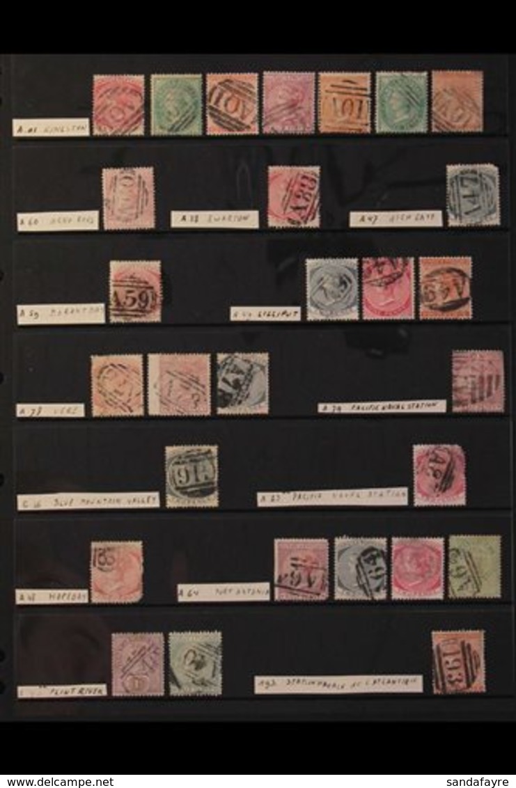 1860's-1880's NUMERAL POSTMARKS. An Interesting Collection Of Used Stamps Selected For Nice Readable Numeral Postmarks P - Jamaïque (...-1961)