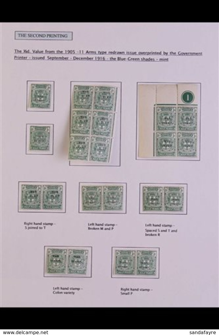 1916-1917 WAR TAX OVERPRINTS. INTERESTING MINT/NHM & USED SPECIALIST'S ACCUMULATION On Various Pages With Many Multiples - Jamaica (...-1961)