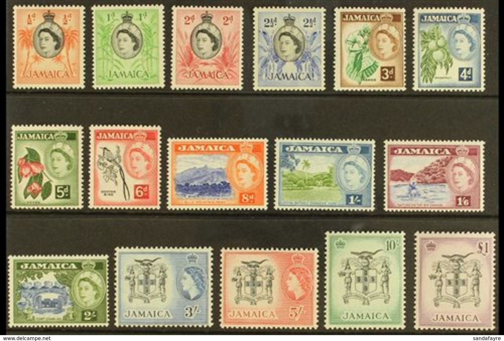 1956-58 Pictorial Definitive Set, SG 159/74, Never Hinged Mint (16 Stamps) For More Images, Please Visit Http://www.sand - Jamaïque (...-1961)