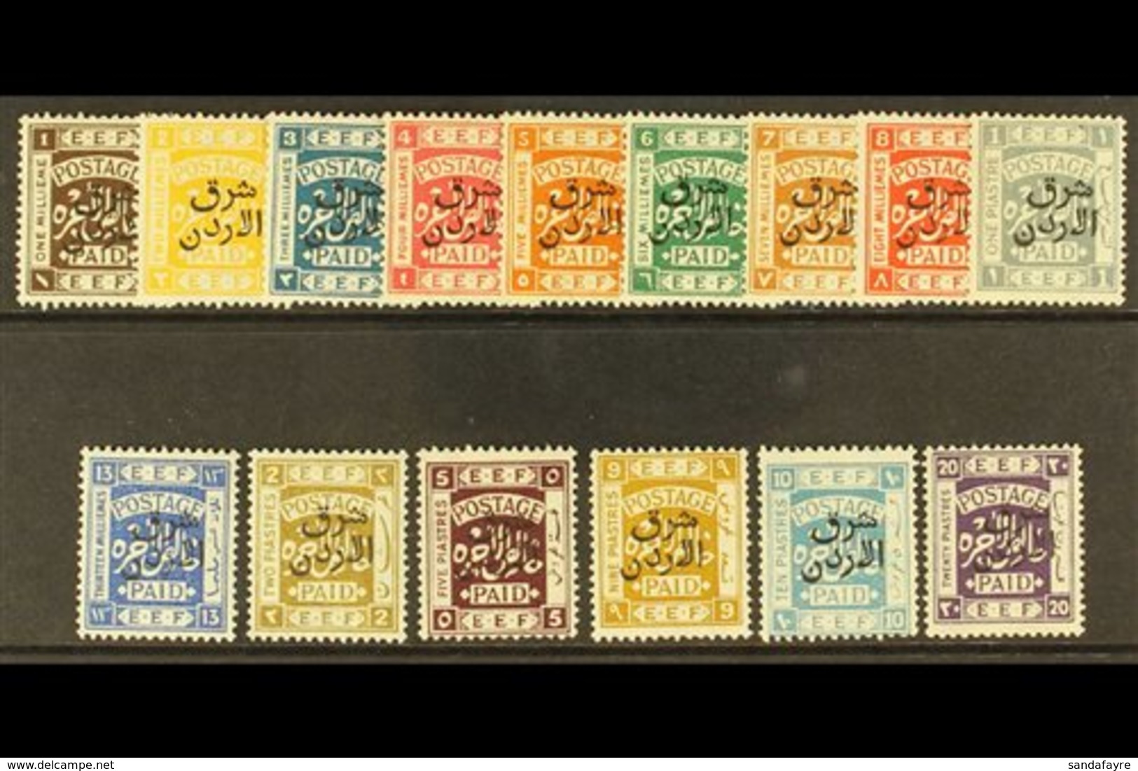 1925 "East Of Jordan" Ovpt Set, Perf 14, SG 143/57, Very Fine Mint. (15 Stamps) For More Images, Please Visit Http://www - Jordanie