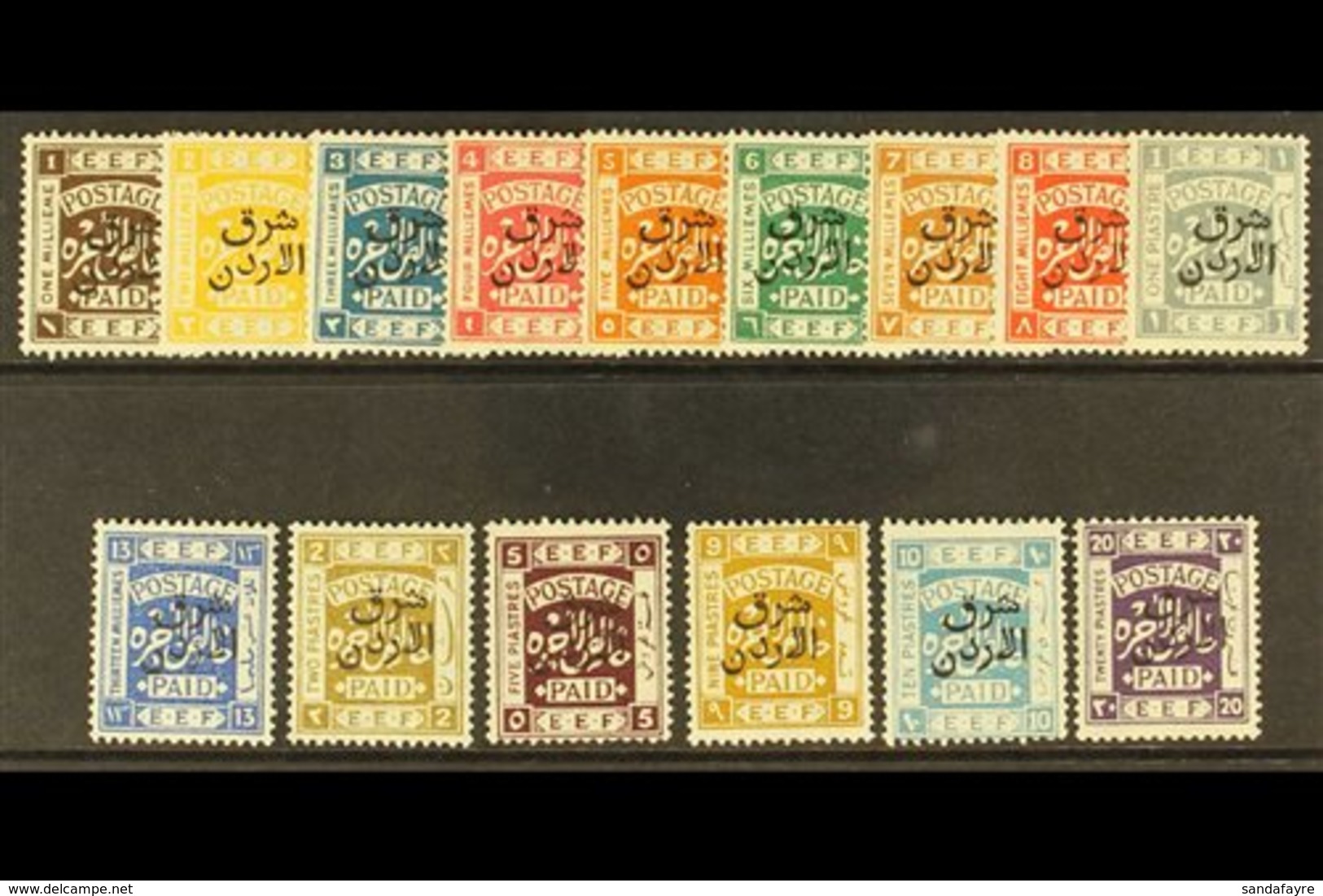 1925 "East Of Jordan" Ovpt Set, Perf 14, SG 143/57, Very Fine Mint. (15 Stamps) For More Images, Please Visit Http://www - Jordanië
