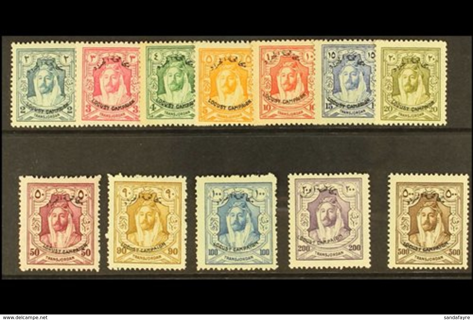 1930 Locust Campaign Set Complete, SG 183/94, Very Fine Mint. (12 Stamps) For More Images, Please Visit Http://www.sanda - Jordan