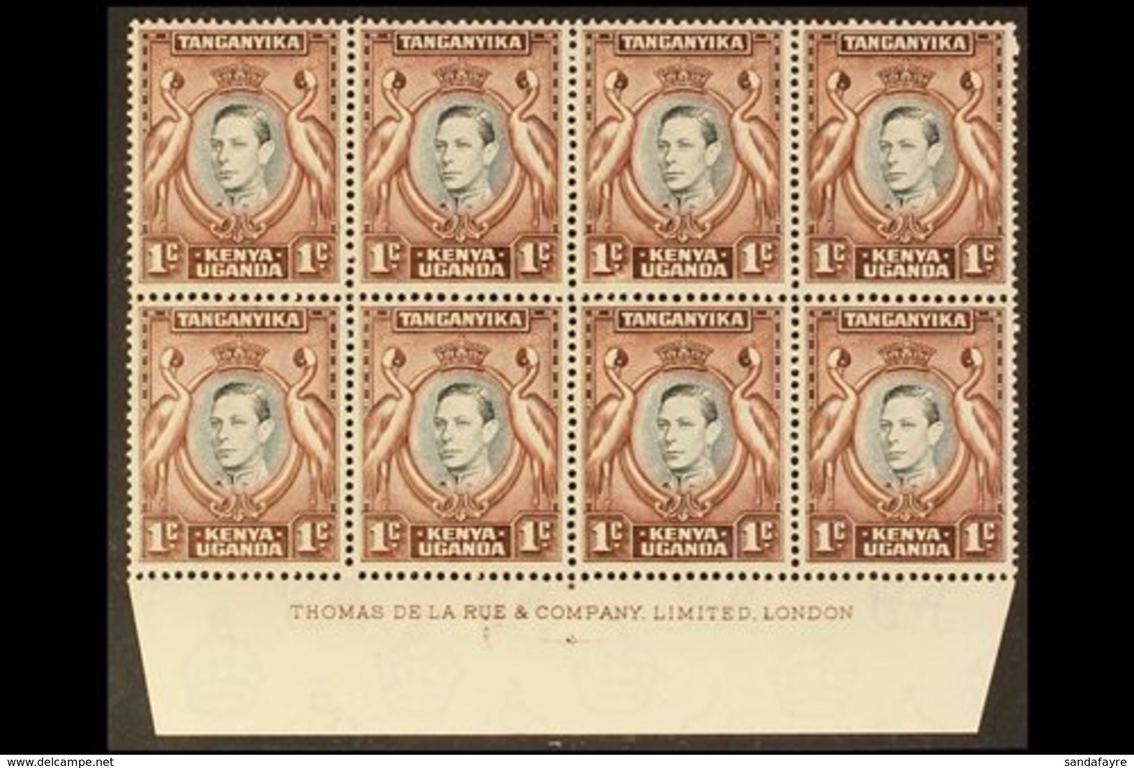 1938-54 1c Black & Chocolate Brown Perf 13¼x13¾, SG 131, Superb Never Hinged Mint Lower Marginal BLOCK Of 8 With Complet - Vide