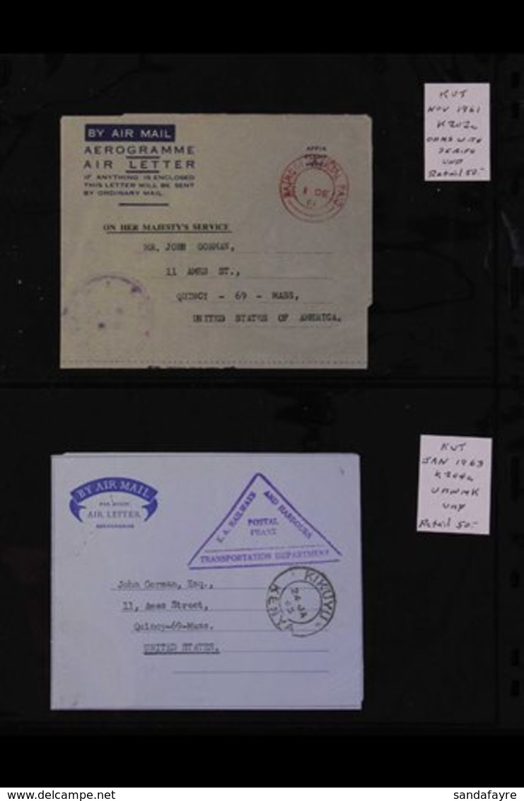 1960-65 OFFICIAL AEROGRAMME TO USA. A Small, But Interesting Collection Of These Scarce QEII Items, All Used To USA (plu - Vide