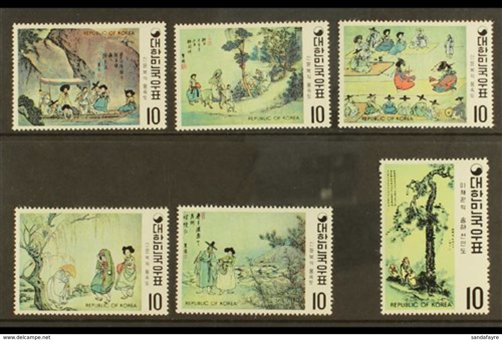 1971 Painting Fourth Series Complete Set & All Mini-sheets, SG 947/52 & MS 953, Fine Never Hinged Mint, Fresh. (6 Stamps - Korea, South