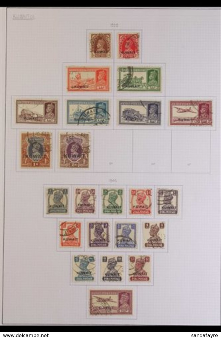 1939-1956 USED COLLECTION - MOSTLY SETS Presented On Album Pages That Includes The 1939 KGVI (Stamps Of India) Opt'd Set - Koeweit