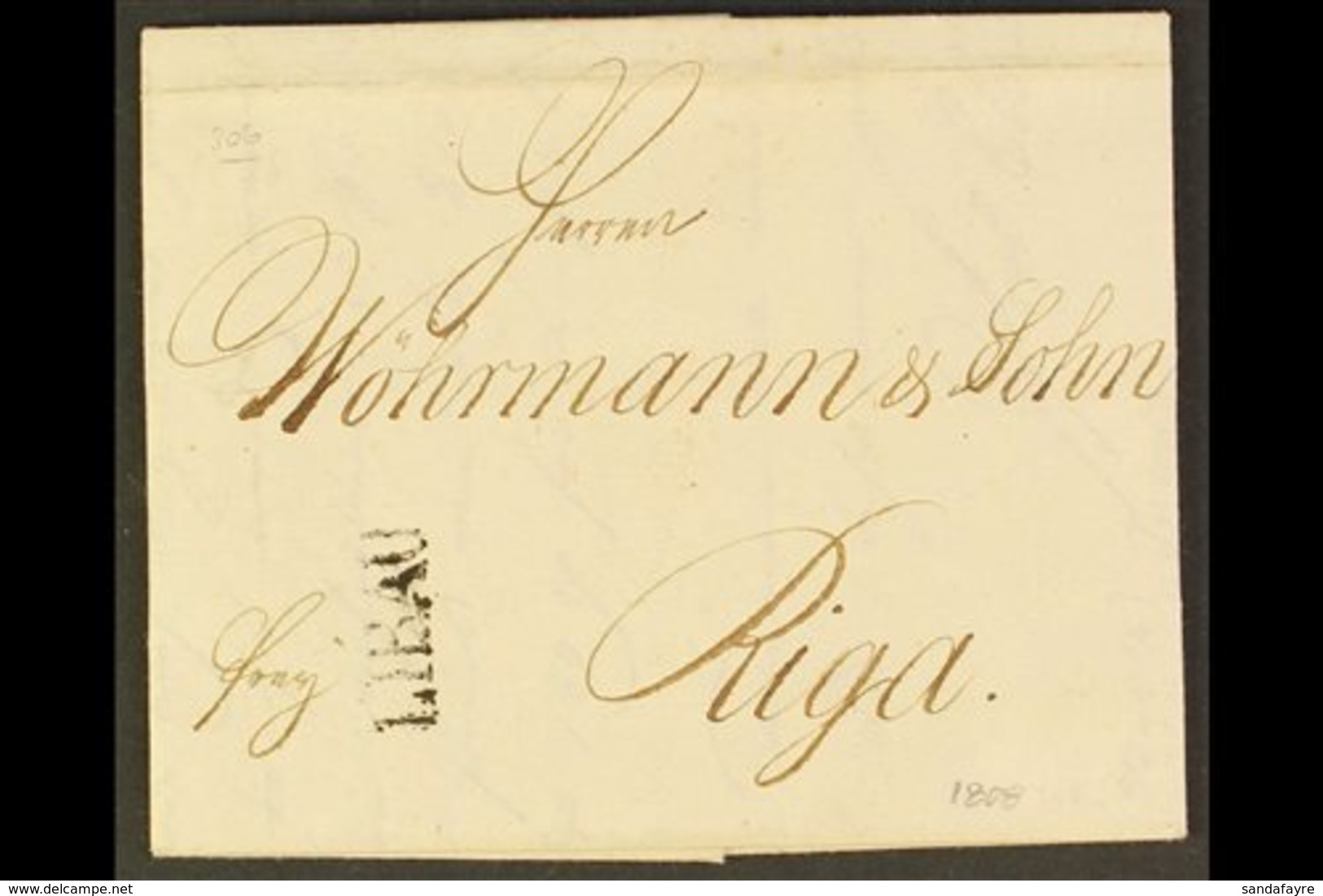 1808 ENTIRE LETTER From Liebau To Riga Showing A Fine Straight Line "LIBAU" On The Front, With Two Sides Of Corresponden - Lettland