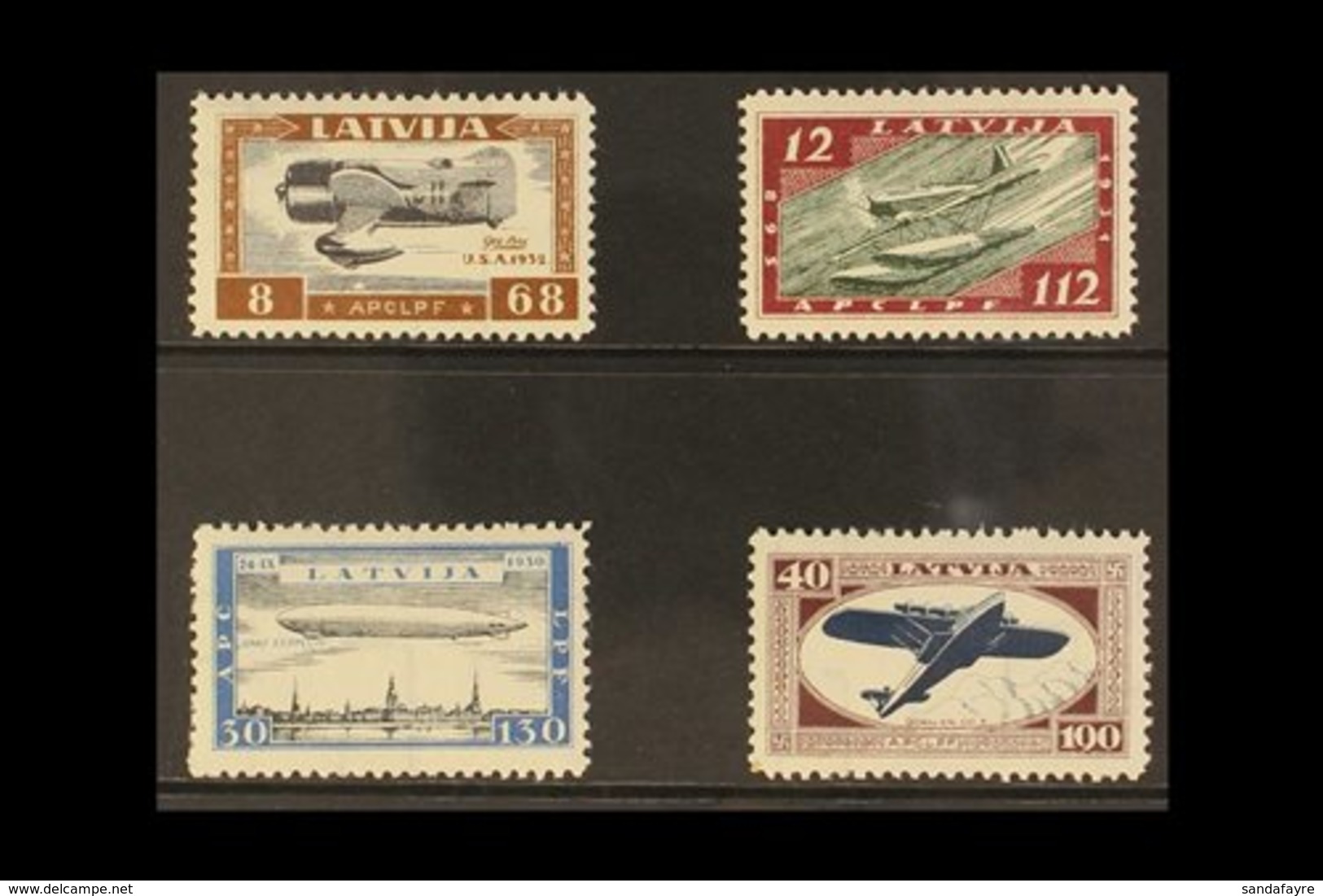 1933 Wounded Latvian Airmen Fund (second Issue) Complete IMPERF Set, SG 243B/246B Or Michel 228B/231B, Never Hinged Mint - Letland
