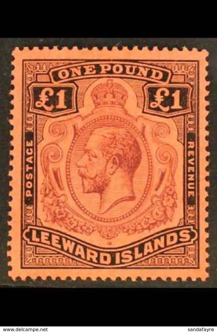 1921-32 £1 Purple & Black / Red, SG 80, Fine Mint Bearing An Unlisted Damage To Scroll Variety For More Images, Please V - Leeward  Islands