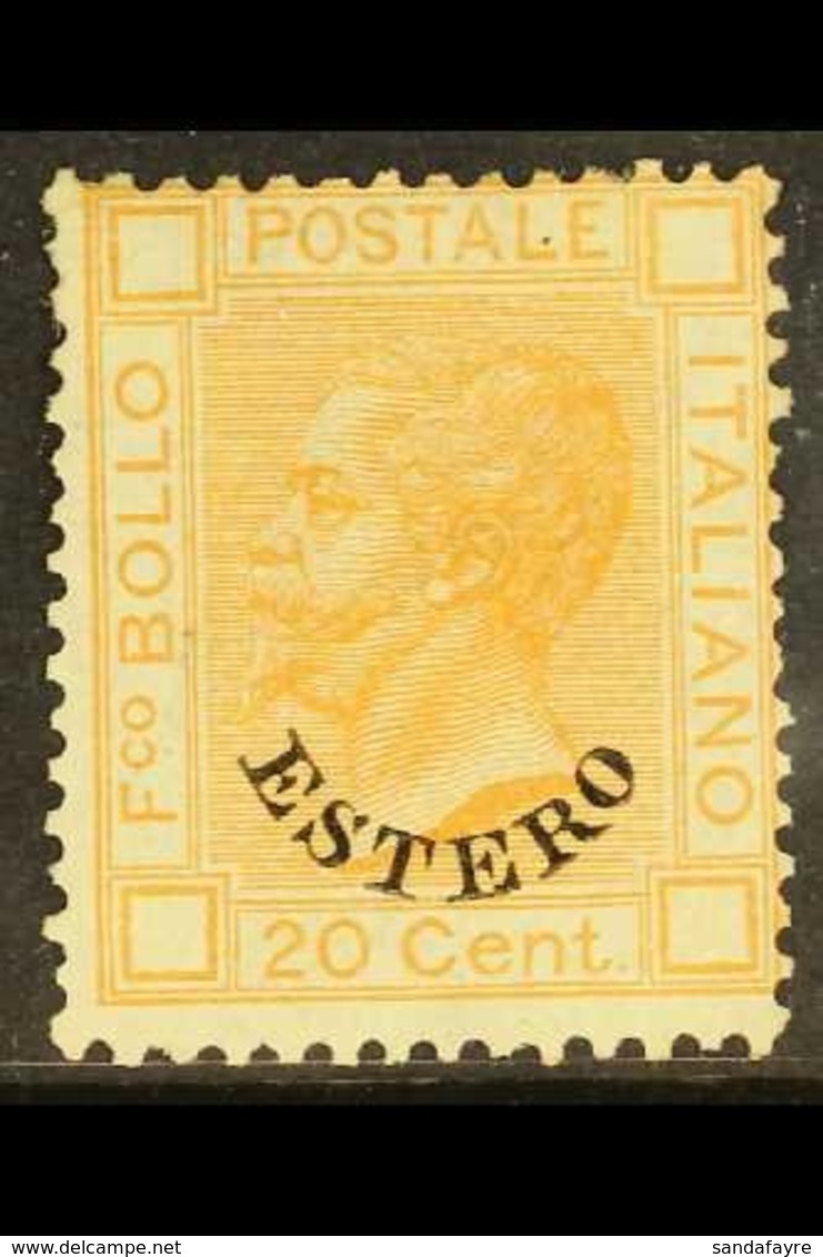 ITALIAN OFFICES IN LEVANT 1878 20c Orange Overprinted "Estero", Sass 11, Fine Mint, Large Part Og. Signed Fulpius. Rare  - Other & Unclassified