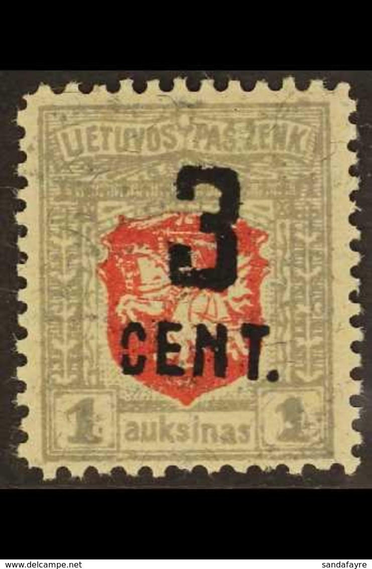 1922 (OCT) 3c On 1a Carmine And Grey, New Currency Surcharge, SG 157 Or Michel 151, Very Fine Mint. For More Images, Ple - Litouwen