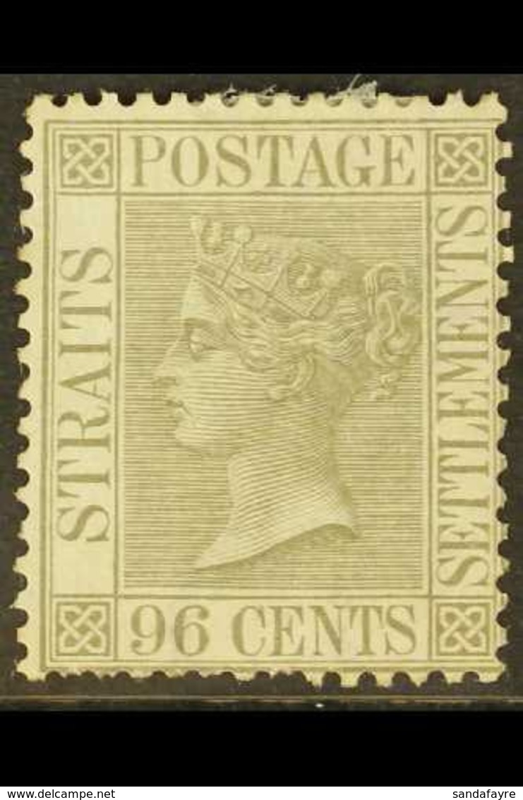 1867-72 96c Grey, SG 19, Unused Without Gum, Shorter Perfs At Base. For More Images, Please Visit Http://www.sandafayre. - Straits Settlements