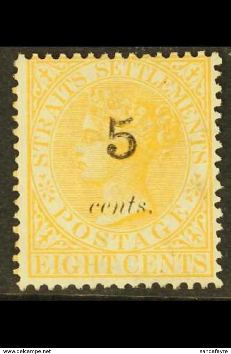 1880 5c On 8c Orange, SG 31, Fine Mint. For More Images, Please Visit Http://www.sandafayre.com/itemdetails.aspx?s=63046 - Straits Settlements