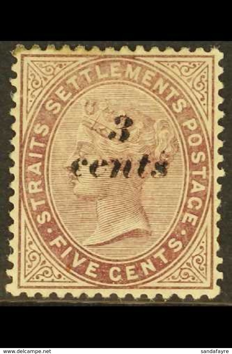 1886 3c On 5c Purple-brown, SG 84, Mint With Hinge Remainders And A Light Crease. For More Images, Please Visit Http://w - Straits Settlements