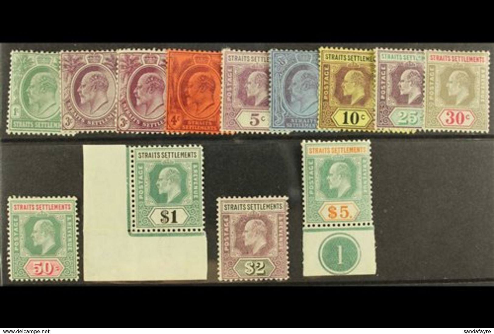 1904-10 Complete MCA Set, SG 127/138a, Plus 3c Plum Shade, The 25c With A Tear, Otherwise Fine Mint, The $5 With Margina - Straits Settlements