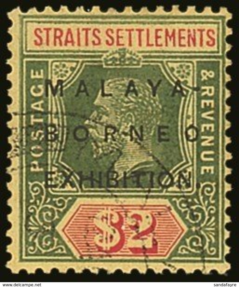 1922 $2 Green And Red On Yellow With OVAL LAST "O" Variety, SG 248b, Very Fine Used. For More Images, Please Visit Http: - Straits Settlements