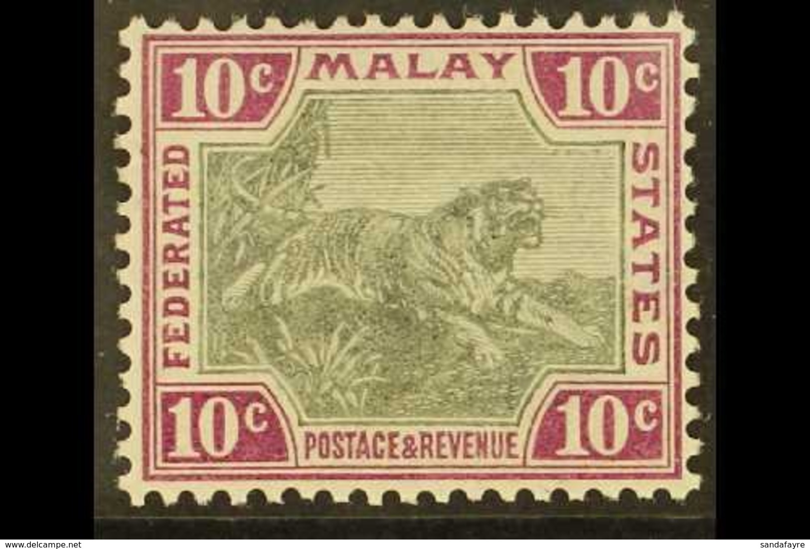 FEDERATED MALAY STATES 1900-01 10c Grey And Claret, Watermark Crown CA, SG 20a, Very Fine Mint. For More Images, Please  - Other & Unclassified