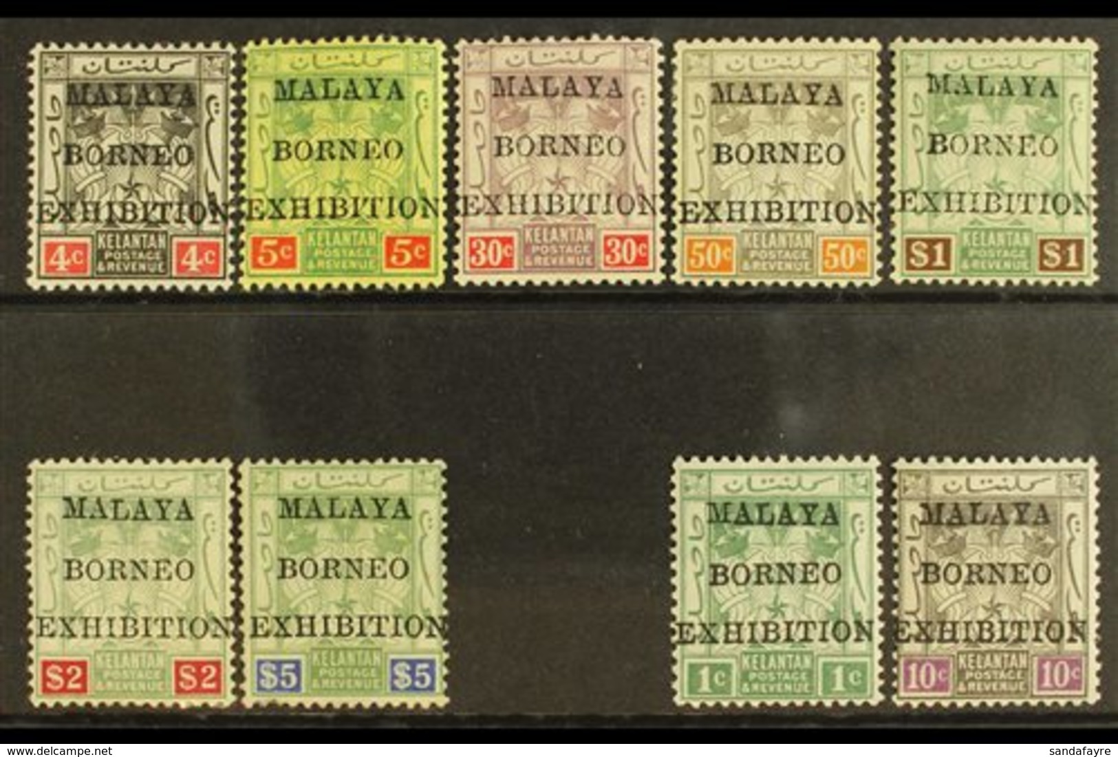 KELANTAN 1922 "Exhibition" Opts Set, SG 30/38, Fine Mint, $5 With Tiny Perforation Thin (9 Stamps) For More Images, Plea - Other & Unclassified