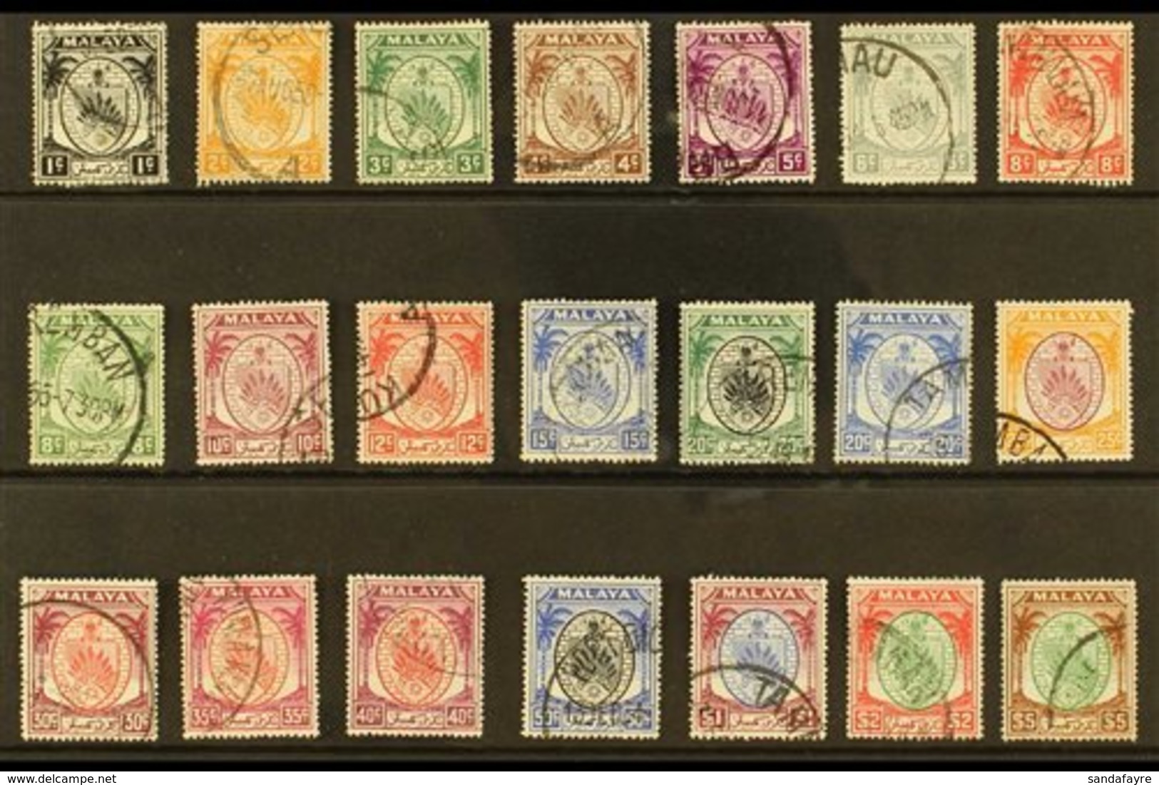 NEGRI SEMBILAN 1949-55 Sultan Complete Set, SG 42/62, Fine Cds Used, Fresh. (21 Stamps) For More Images, Please Visit Ht - Otros & Sin Clasificación