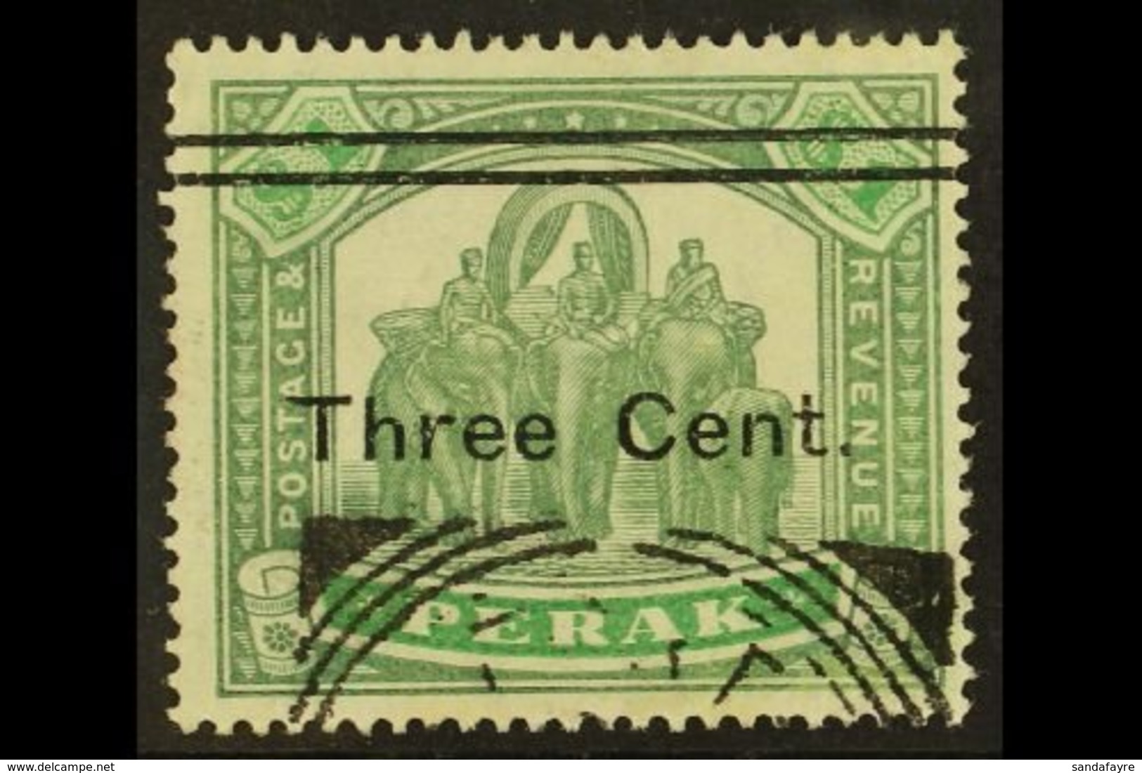 PERAK 1900 3c On $1 Green And Pale Green, SG 86, Very Fine Used. For More Images, Please Visit Http://www.sandafayre.com - Other & Unclassified