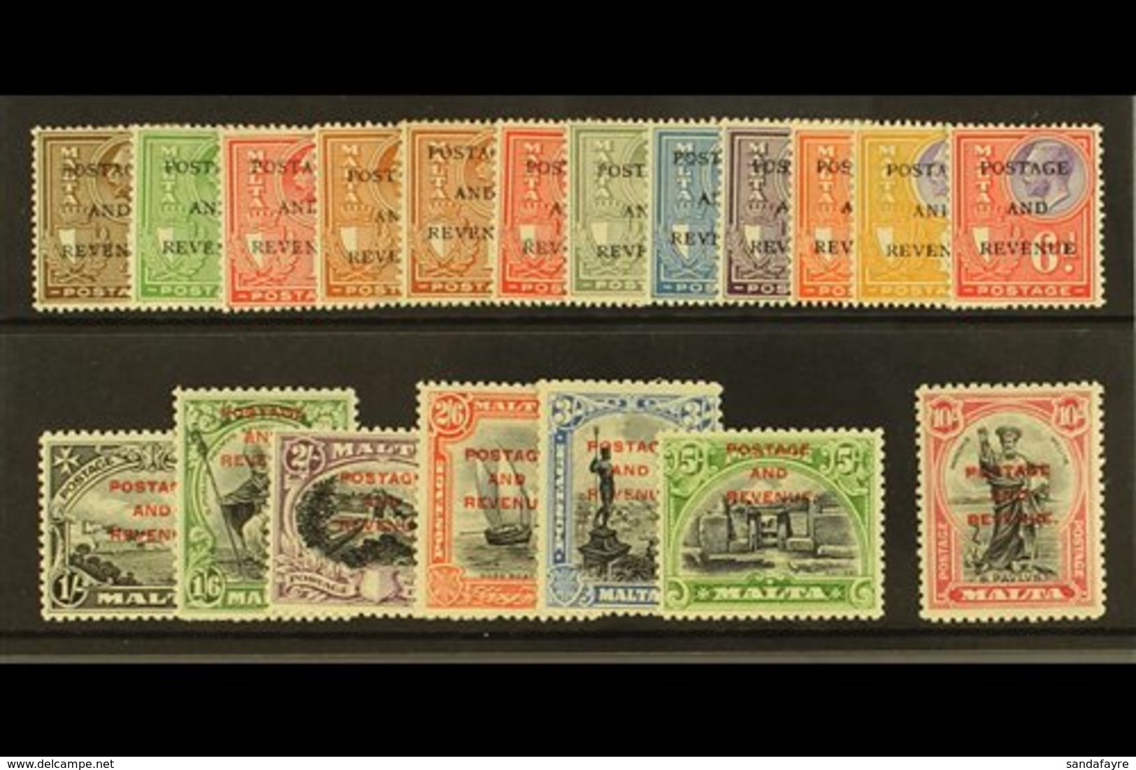 1928 St Paul, Postage And Revenue Ovpt Set Complete, SG 174/92, Very Fine And Fresh Mint. (19 Stamps) For More Images, P - Malta (...-1964)