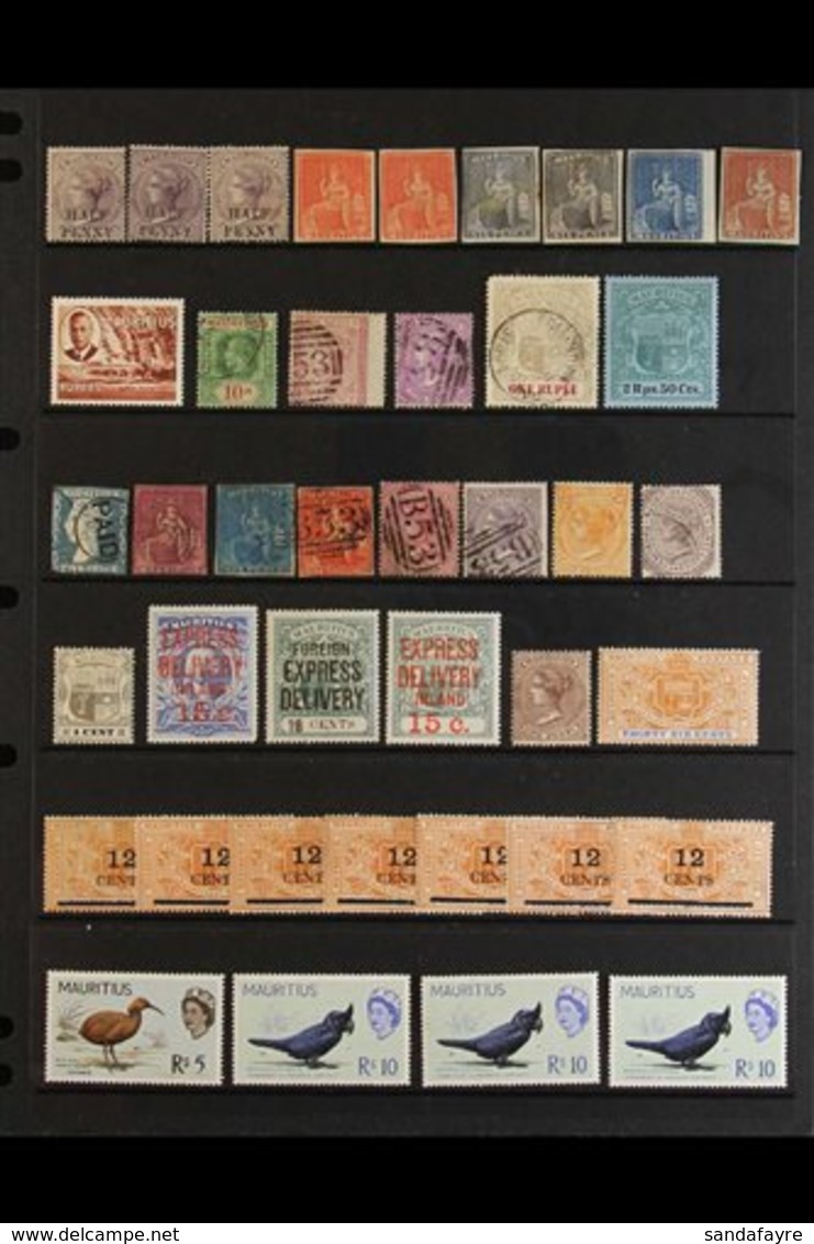 1850's - 1970's INTERESTING OLD AUCTION LOT. A Mint, Nhm & Used Range Presented On Stock Pages, Album Pages & In Glassin - Maurice (...-1967)