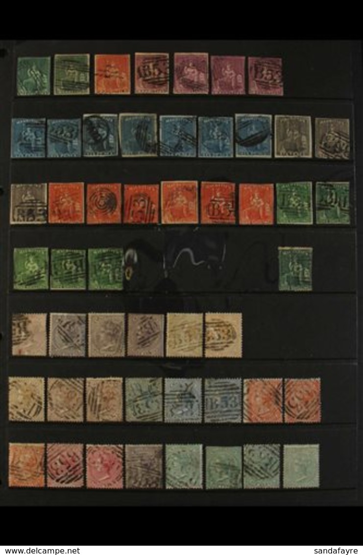 1858-1899 VALUABLE USED COLLECTION On Stock Pages, Includes 1858-62 4d (x2 Examples, One With Four Margins), 6d (four Ma - Mauricio (...-1967)