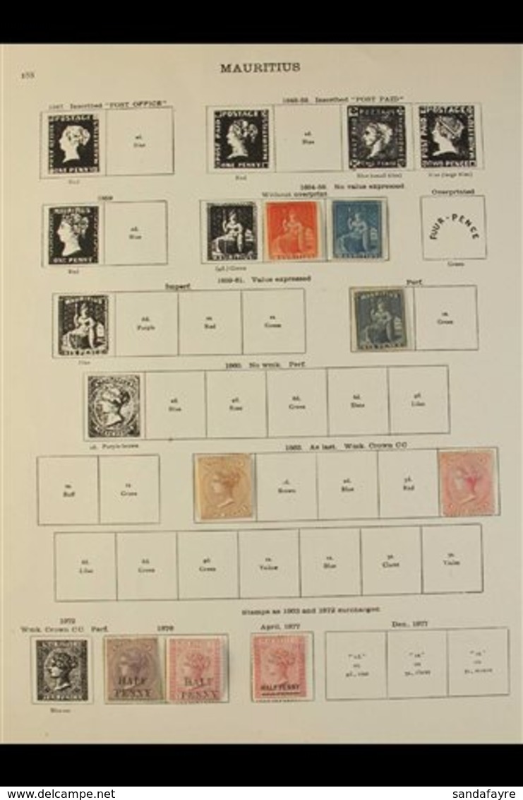 1858-1935 MINT COLLECTION Presented On "New Ideal" Printed Album Pages. Includes 1858 Imperf Vermillion & Unissued Blue  - Maurice (...-1967)