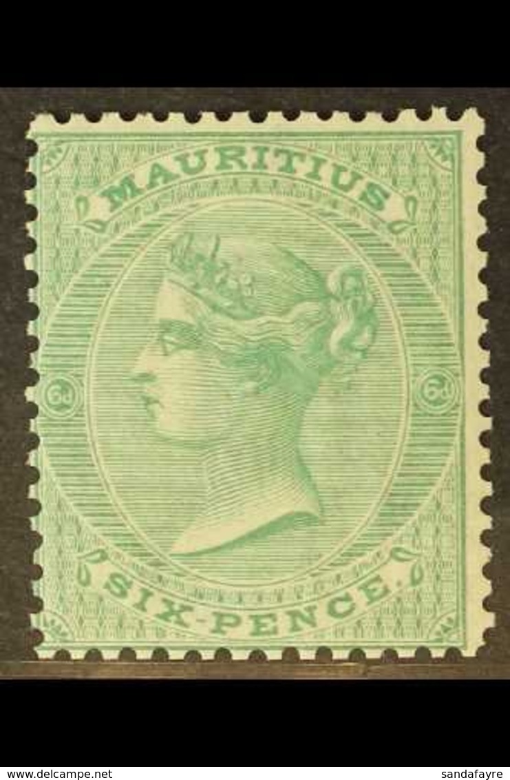 1863 6d Blue Green, Wmk CC, SG 65, Fine Mint. For More Images, Please Visit Http://www.sandafayre.com/itemdetails.aspx?s - Mauritius (...-1967)