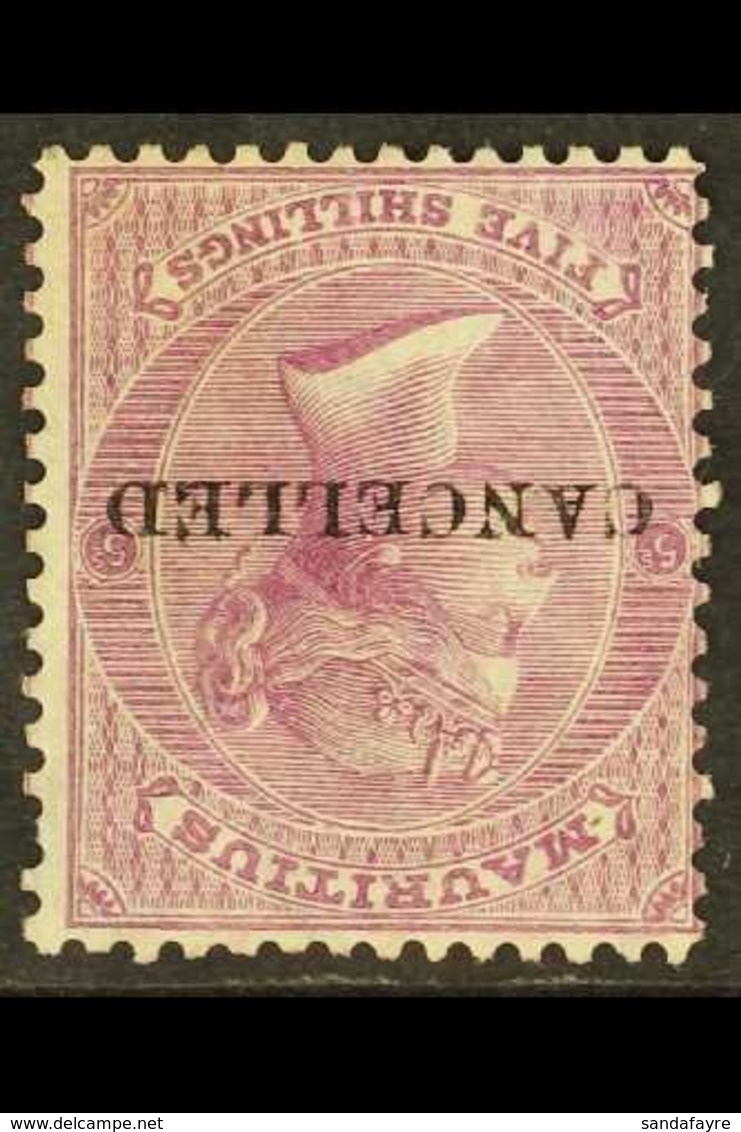 1863-72 5s Bright Mauve WATERMARK INVERTED Variety, SG 72w, Fine Unused No Gum With "CANCELLED" Overprint, Fresh & Scarc - Mauricio (...-1967)