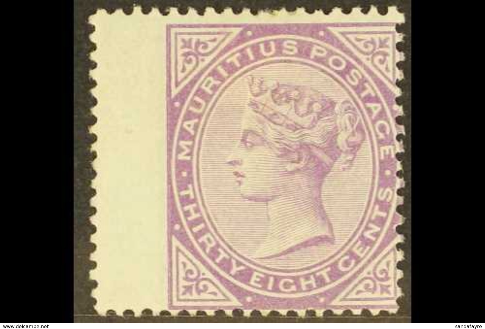 1879 38c Bright Purple, Wmk CC, SG 98, Fine Mint Wing Margin Copy. For More Images, Please Visit Http://www.sandafayre.c - Maurice (...-1967)