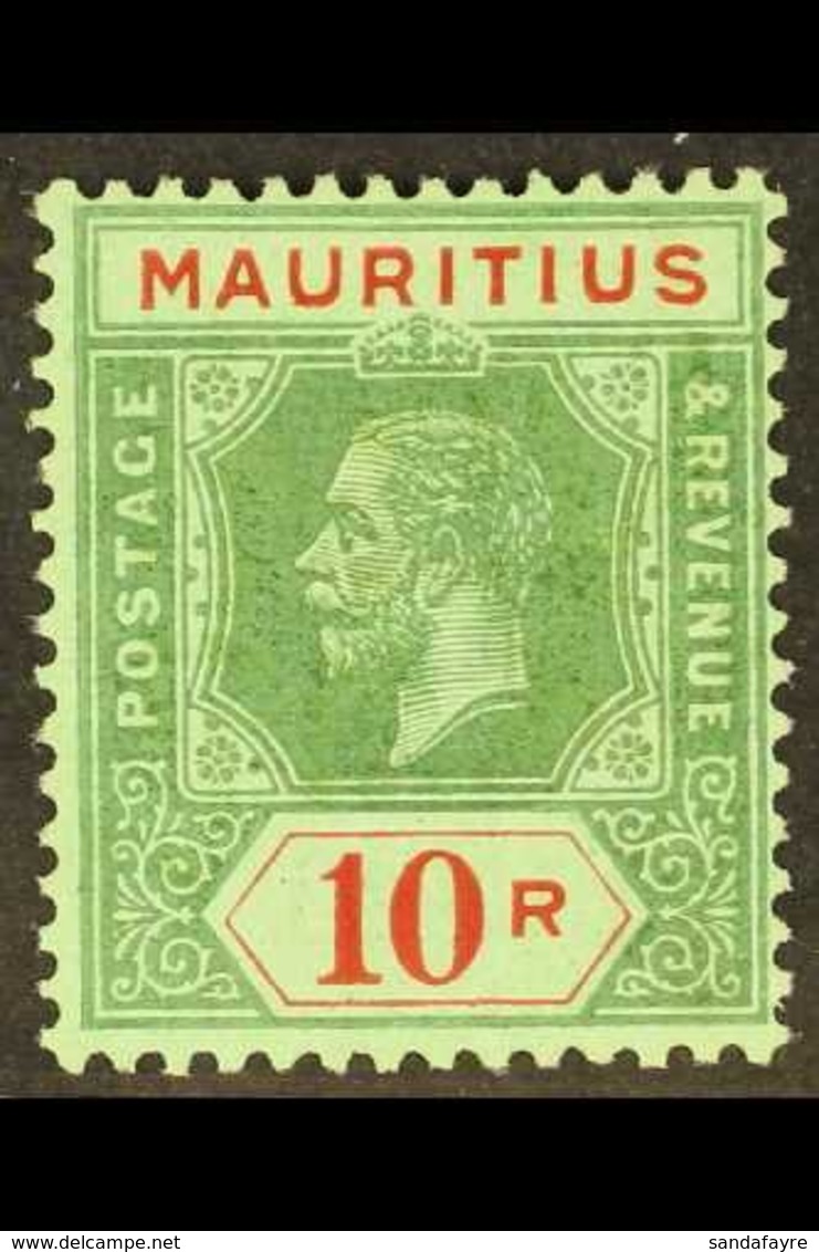 1913 10r Green And Red On Emerald, Olive Back, Geo V, SG 204b, Very Fine Mint. For More Images, Please Visit Http://www. - Maurice (...-1967)