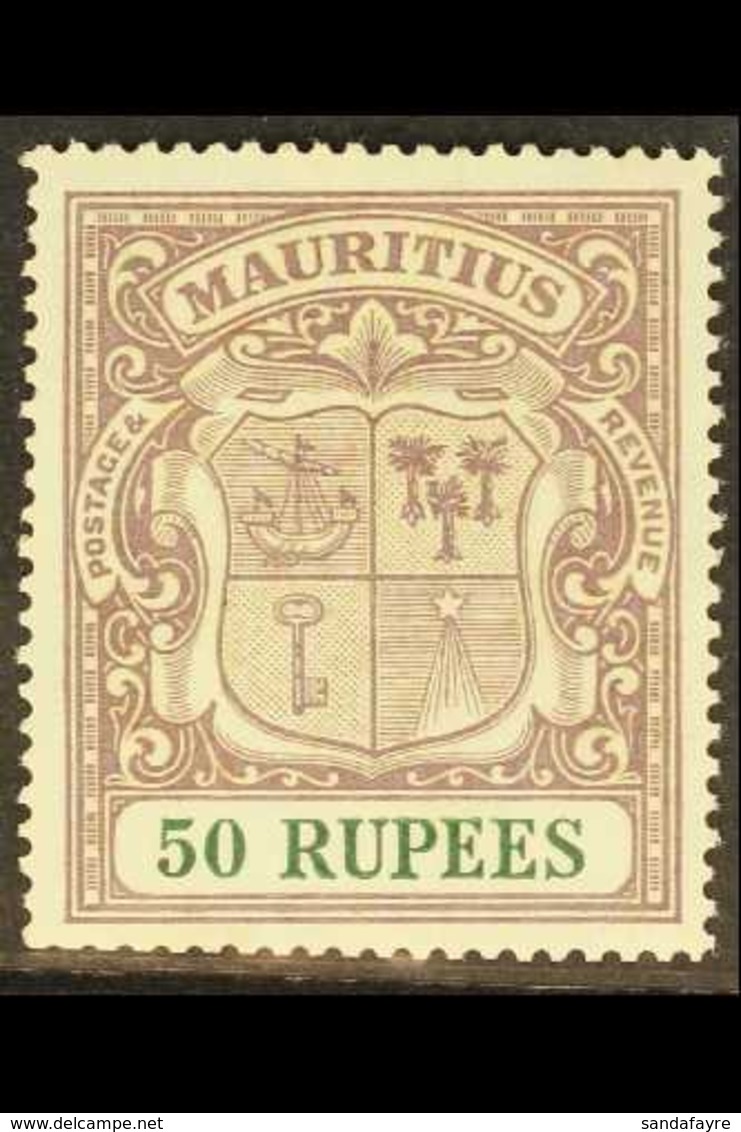 1921 50r Dull Purple And Green, SG 222, Very Fine Mint , Bottom Left Perfs Just Lightly Trimmed. Cat £950. For More Imag - Mauritius (...-1967)