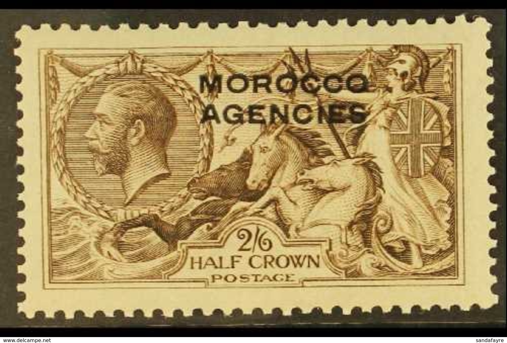 BRITISH CURRENCY 1914 2s6d Sepia-brown Waterlow "Seahorses" With OVERPRINT DOUBLE, ONE ALBINO, SG 50b, Mint, Very Lightl - Other & Unclassified