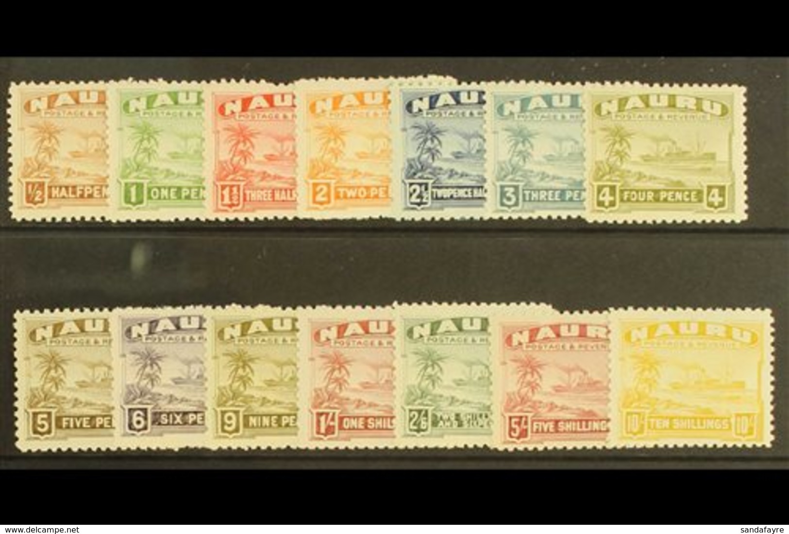 1924 - 48 Freighter Set Complete On Shiny White Paper, SG 26B/39B, Very Fine Never Hinged Mint.  (14 Stamps) For More Im - Nauru