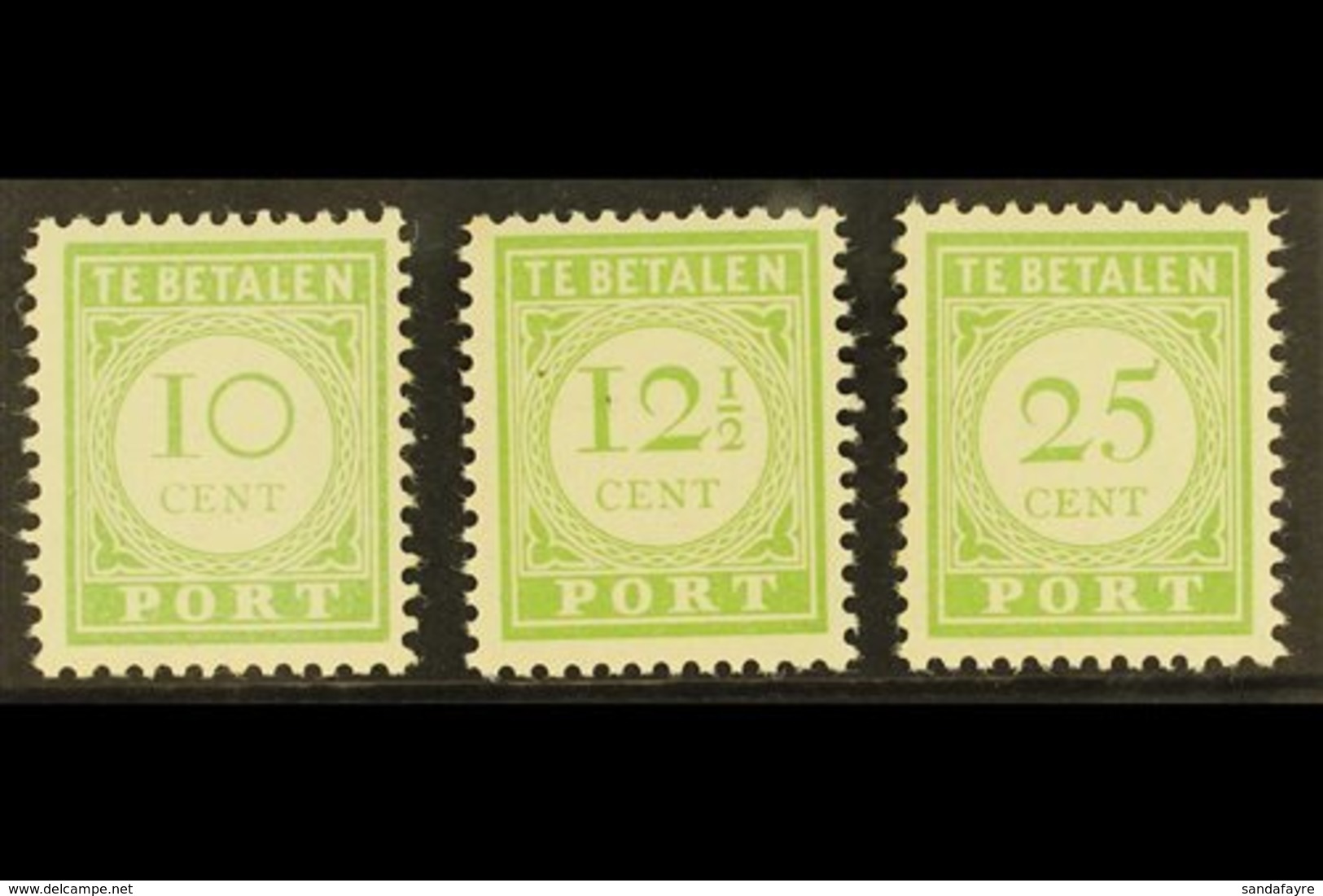 CURACAO POSTAGE DUES 1945 Perf 11½ Complete Set (SG D232/34, NVPH P31/33), Superb Never Hinged Mint, Very Fresh & Scarce - Andere & Zonder Classificatie