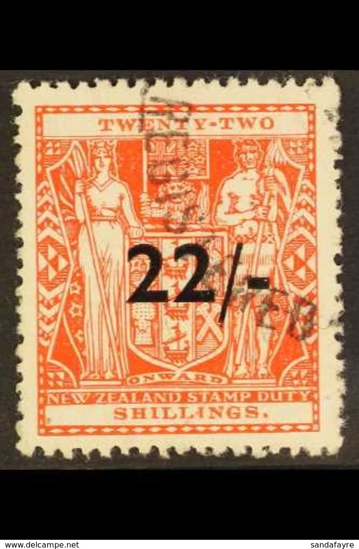 POSTAL FISCAL 1940-58 "22/-" On 22s Scarlet Surcharge, SG F216, Fine Used With Part Registered Cds Cancel, Fresh. For Mo - Andere & Zonder Classificatie