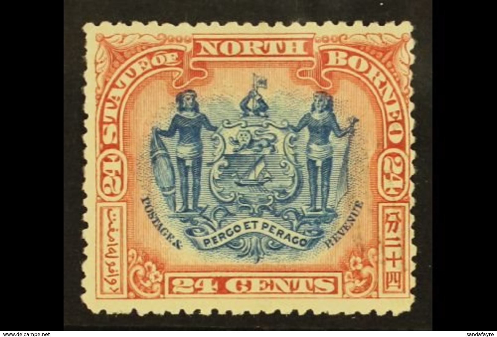 1897 24c Blue And Lake, Corrected Inscription, SG 111, Fine Mint. For More Images, Please Visit Http://www.sandafayre.co - North Borneo (...-1963)