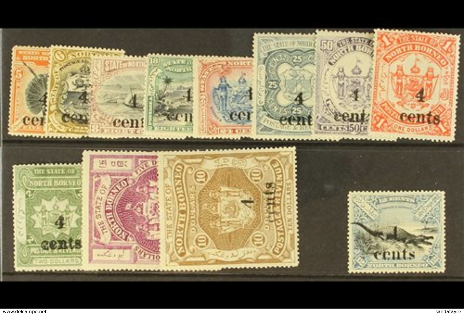 1904-05 4c Surcharges Set, SG 146/157, Fine Mint. (12 Stamps) For More Images, Please Visit Http://www.sandafayre.com/it - Bornéo Du Nord (...-1963)