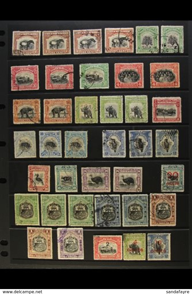 1909-1941 USED COLLECTION An ALL DIFFERENT Mainly Cds Used Collection With Many Shade & Perforation Variants, Presented  - Borneo Septentrional (...-1963)