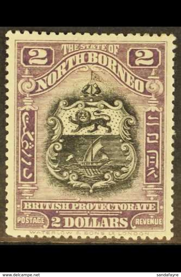 1911 $2 Black And Lilac Arms, SG 181, Fine Mint. For More Images, Please Visit Http://www.sandafayre.com/itemdetails.asp - Noord Borneo (...-1963)