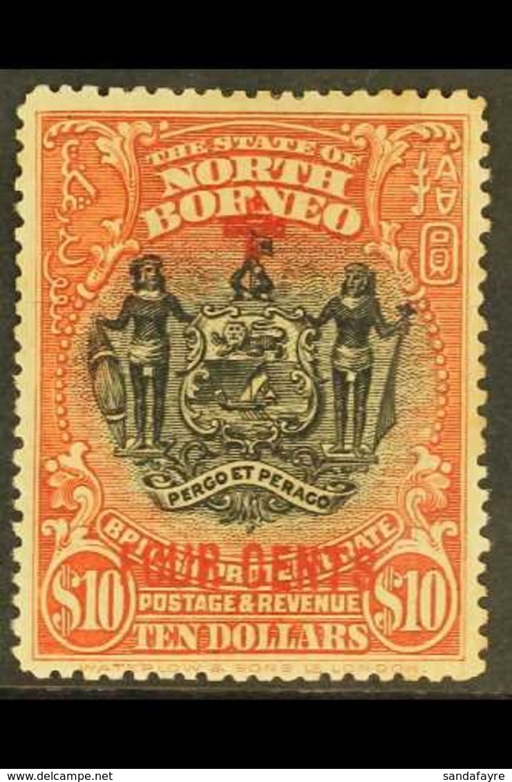 1918 $10 + Four Cents, Red Cross, SG 252, Mint. Well Centered But Light Toning On Gum. For More Images, Please Visit Htt - Noord Borneo (...-1963)