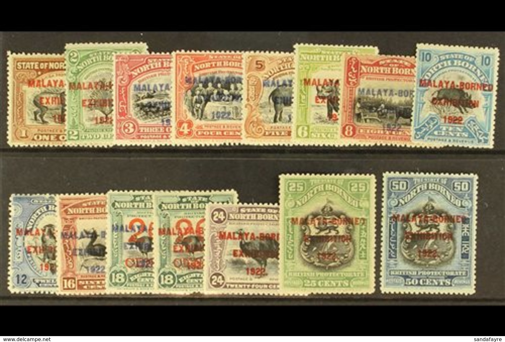 1922 Exhibition Set With Both 20c On 18c ,SG 253/275, Fine Mint. (15 Stamps) For More Images, Please Visit Http://www.sa - Noord Borneo (...-1963)