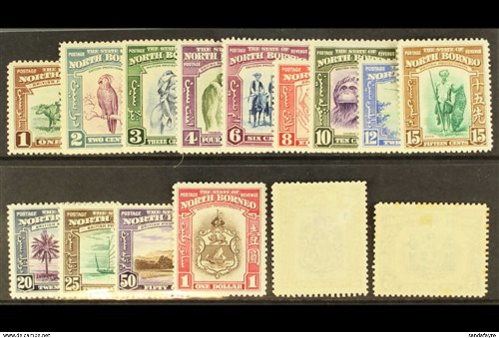 1939 Complete Pictorial Set, SG 303/317, The 1c To $1 Very Fine Mint, $2 Small Hinge Thin, $5 Rusting To Some Perf. Tips - North Borneo (...-1963)