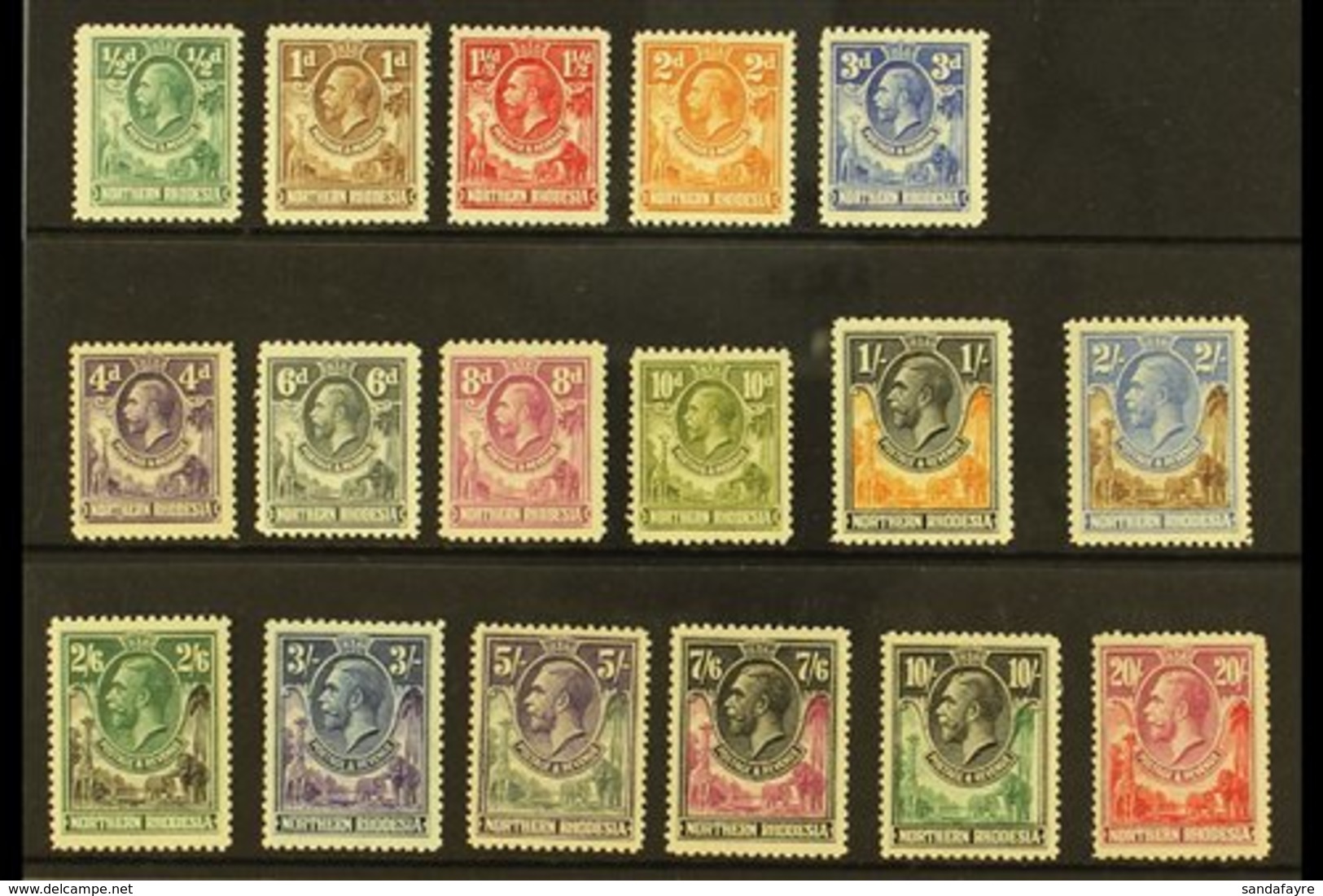 1925-29 KGV Definitive Set, SG 1/17, Mint, The 20s With A Tiny Hinge Thin And Some Shortish Perfs (17 Stamps) For More I - Rodesia Del Norte (...-1963)