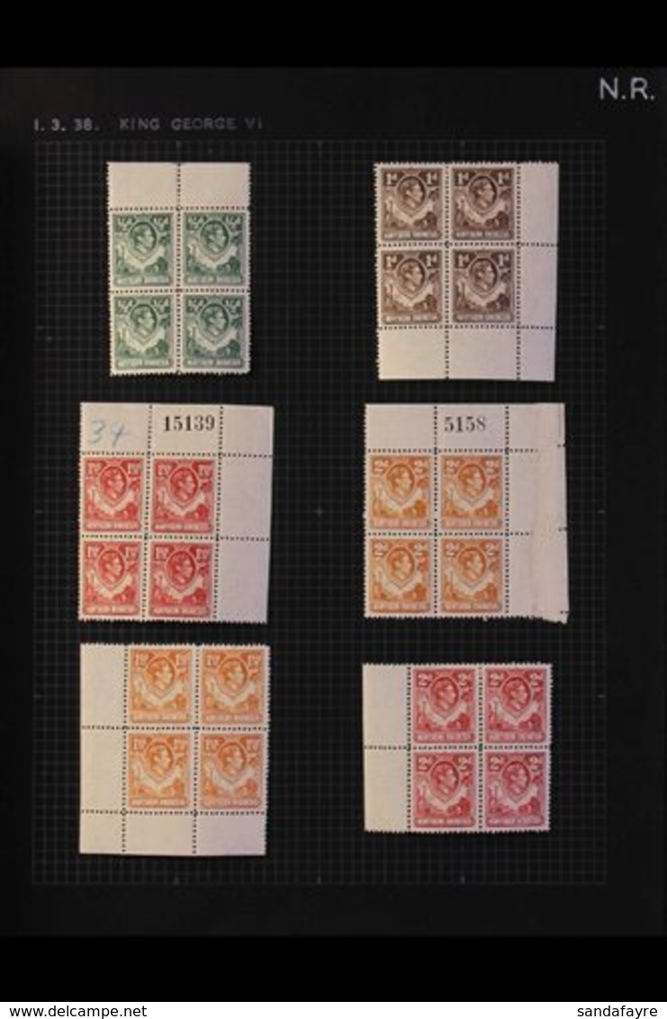 1938-52 KGVI Definitives, Complete Set In BLOCKS OF FOUR, SG 25/45, Very Fine Mint, Some Are Sheet Number Corner Blocks, - Northern Rhodesia (...-1963)