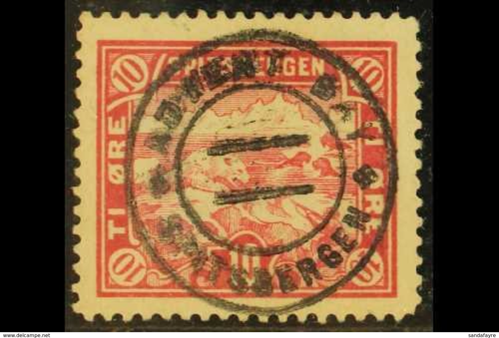 SPITZBERGEN LOCAL 1909 10 Ore Carmine "Polar Bear On Ice", Perf 11½, Very Fine Used With Superb "ADVENT BAY / SPITZBERGE - Otros & Sin Clasificación