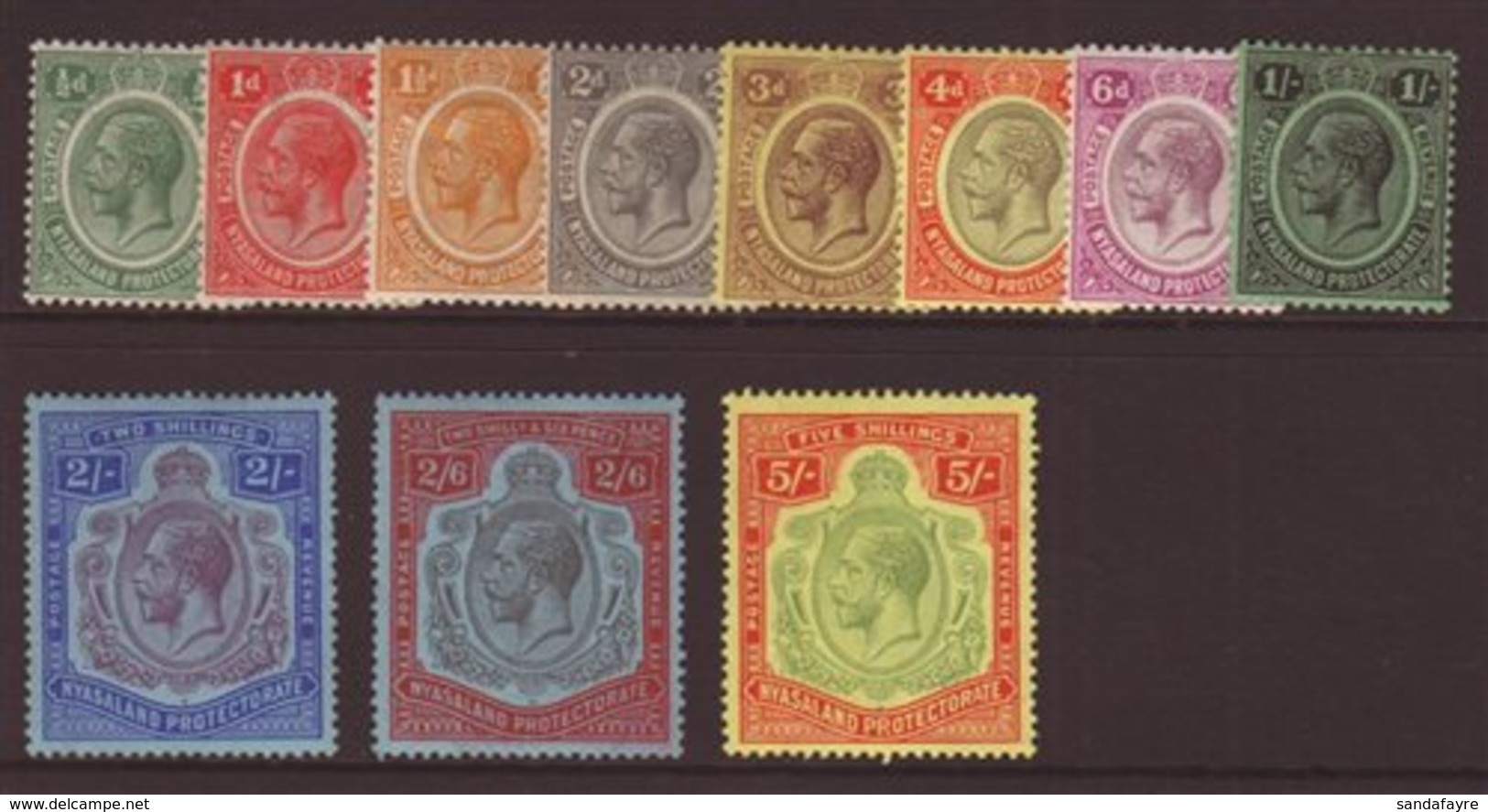 1921-30 Set To 5s SG 100/112, Fine Mint. (11 Stamps) For More Images, Please Visit Http://www.sandafayre.com/itemdetails - Nyassaland (1907-1953)