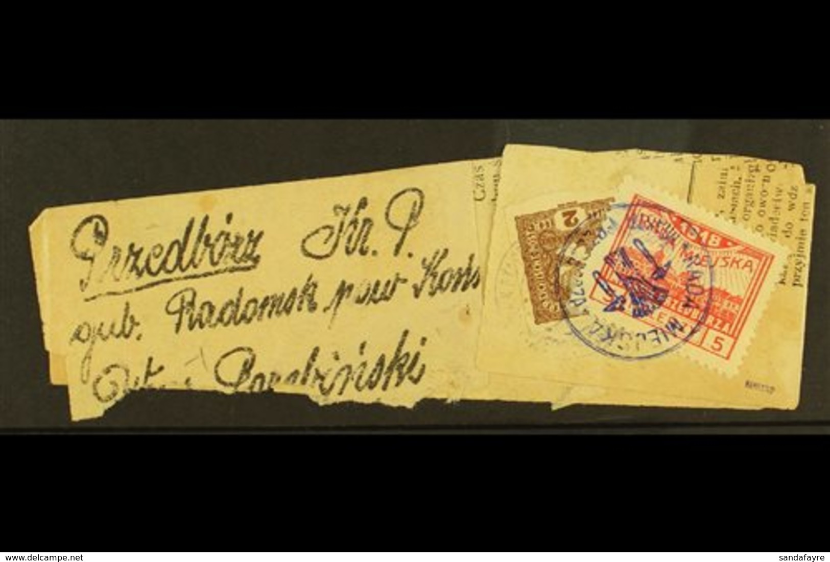 LOCAL TOWN POST PRZEDBORZ 1918 Newspaper Wrapper Bearing Austria 2h Newspaper Stamp Tied By "K.u.K. Etappenpostamt Przed - Otros & Sin Clasificación