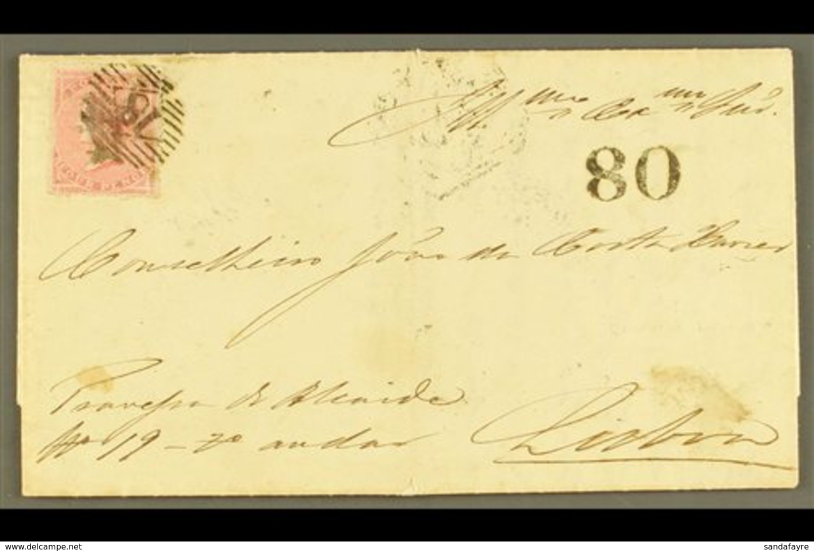 1859 INWARD MAIL. 1859 (6 Dec) EL From London To Lisbon Bearing GB 4d Rose Stamp Placed In The Upper Left Corner (this F - Andere & Zonder Classificatie